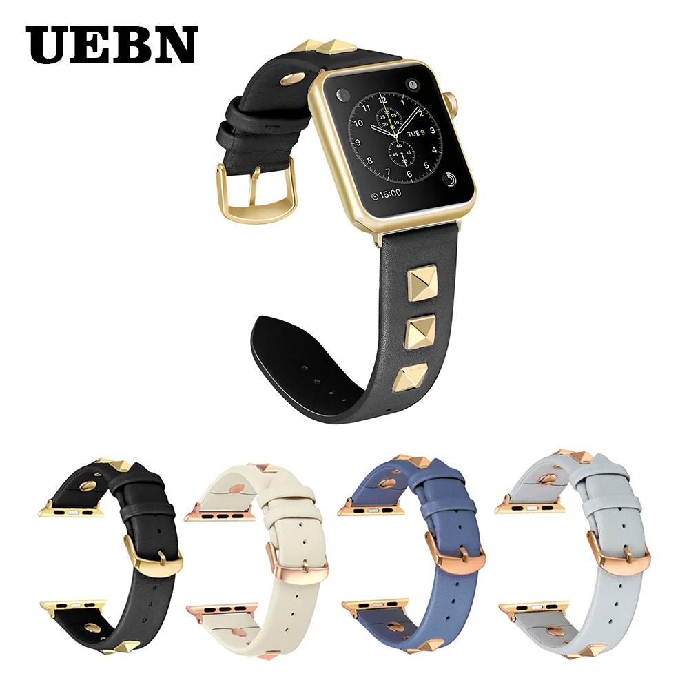 Ремешок UEBN для часов Apple Watch Band Series 4 3 2 1 роскошный стильный кожаный браслет с