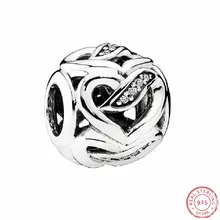 Прозрачные CZ сверкающие ленты Любви Шарм бусины для самостоятельного изготовления ювелирных изделий Fit PANDORA Подвески Серебро 925 на браслеты FL502
