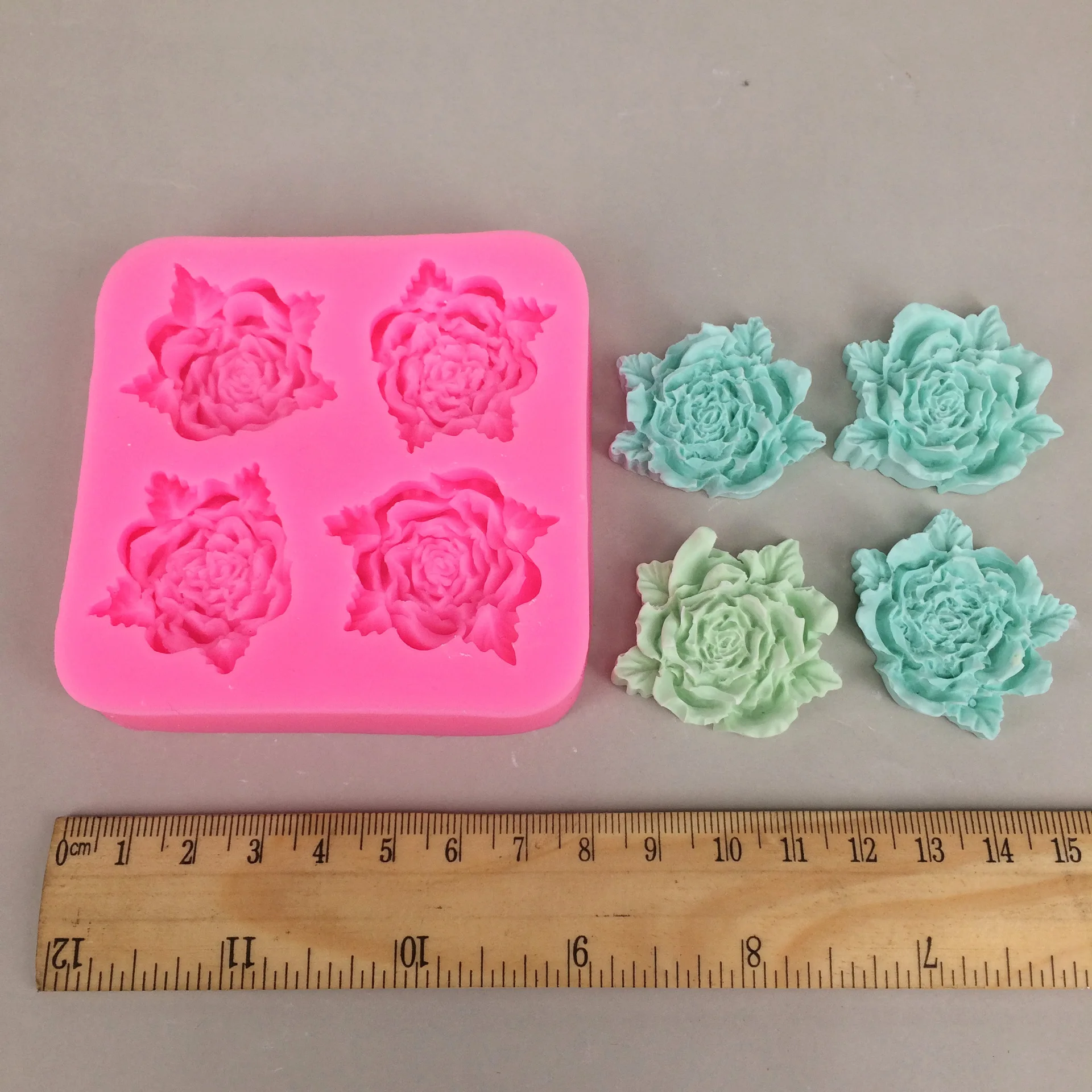 Small 3d Flower Molds 4 Connected for Chocolate sugarcraft cake decorating fondant silicone mold DIY Soap Making Mould