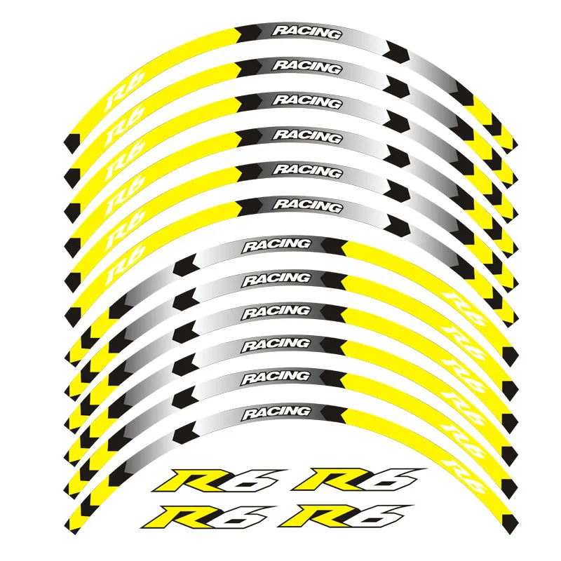 

New high quality 12 Pcs Fit Motorcycle Wheel Sticker stripe Reflective Rim For YAMAHA YZF R6