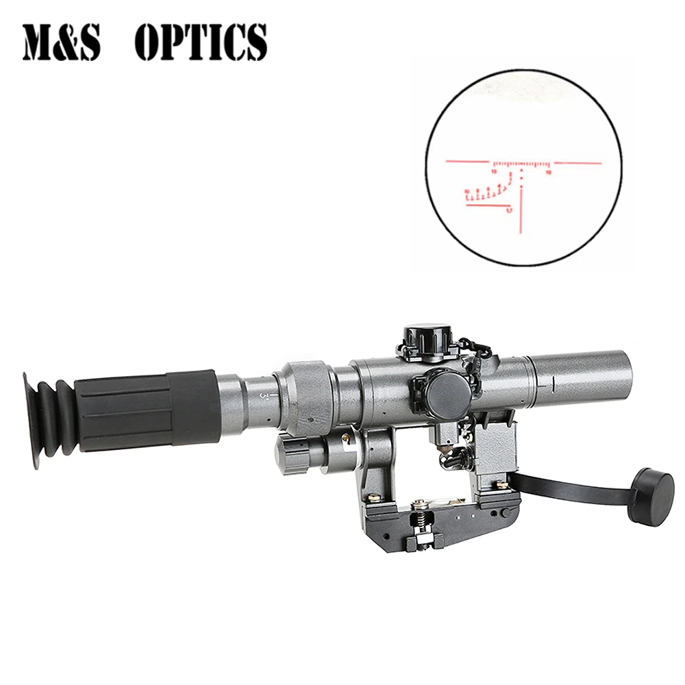 

M&S OPTICS Ak47 Red Illuminated Compact SVD 3-9x24 First Focal Plane FFP Rangefinder Reticle Optical Sight Rifle Scope QD Mount