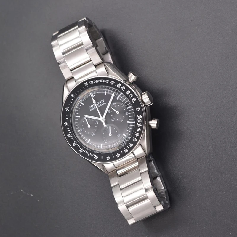 Corgeut 40 мм Мужские спортивные часы 24 часа многофункциональные часы полный стальной хронограф кварцевые часы мужские Relogio Masculino