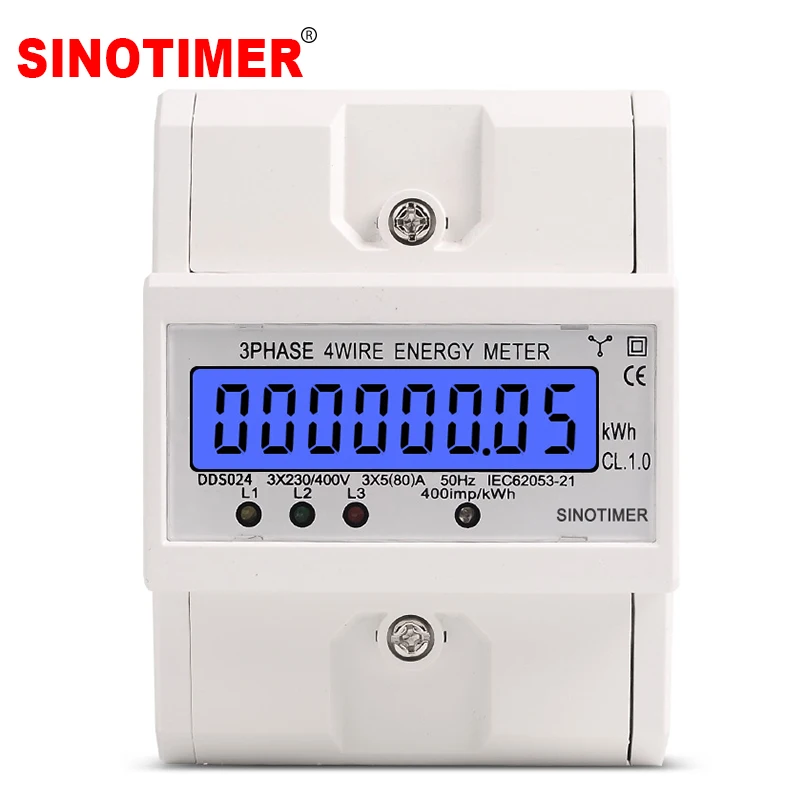 Din Rail 3 Phase 4 Wire Electronic Watt Power Consumption Energy Meter Wattmeter Kwh 580a 380v