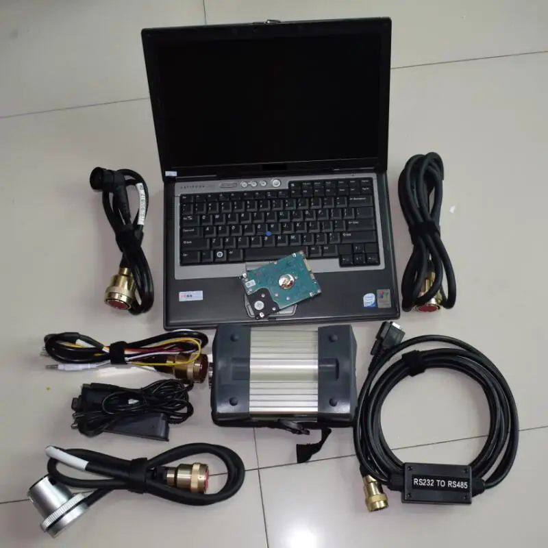 

New mb star c3 full set with all cables mb star diagnosis c3 multiplexer with activate software hdd RS232 cable in D630 laptop