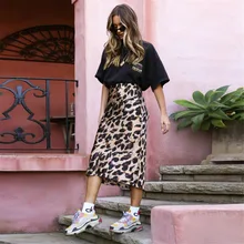 Saia длинная юбка миди Европа и Америка сезон: весна-лето Street Beat пикантные элегантные праздник ветер Леопард сумка бедра юбка для женщин