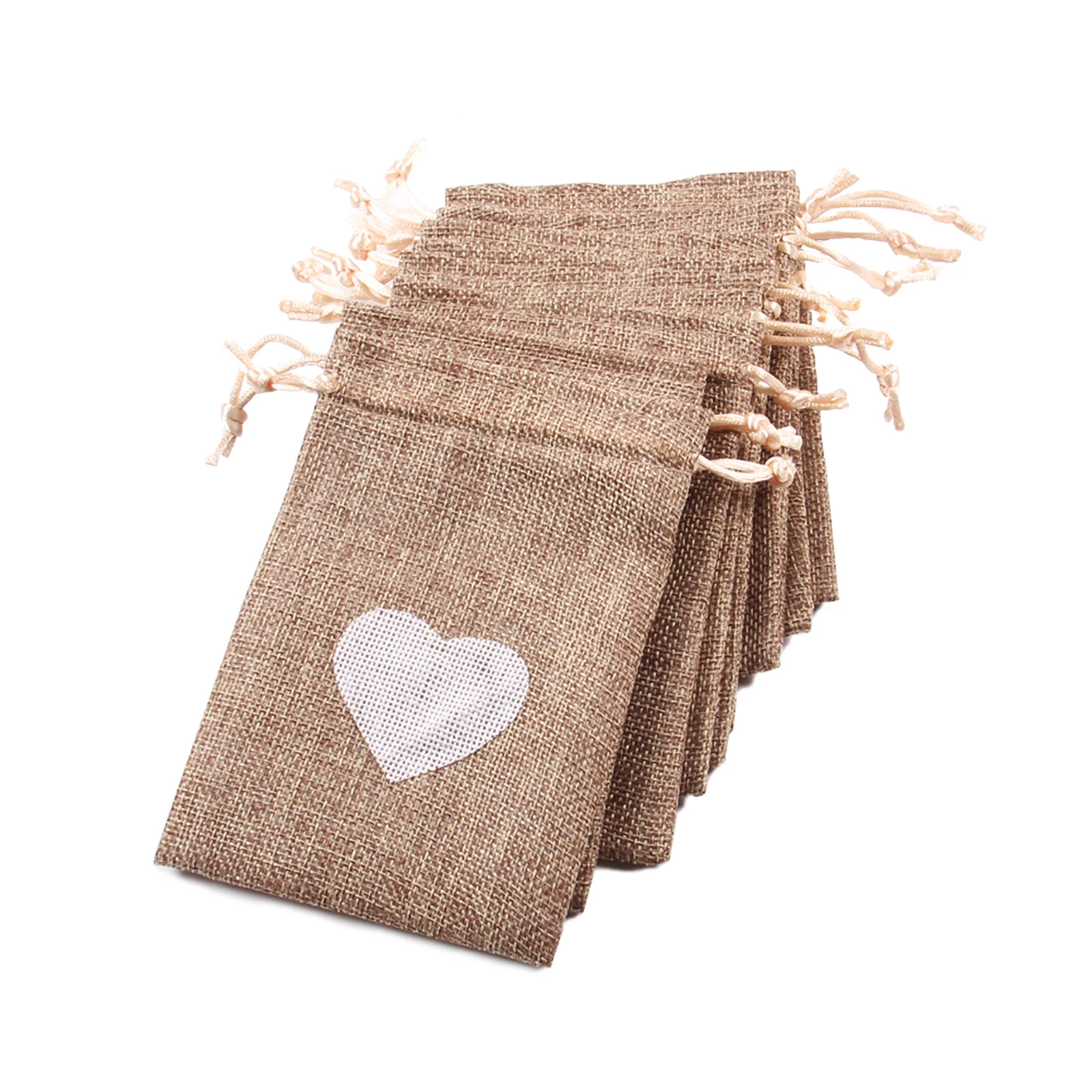 

(10x14.5cm) 10pcs Jute Nature Burlap Jewelry Gift Bag Rustic Wedding Favor Pouch Drawstring Chocolate Bag Christmas Candy Bag