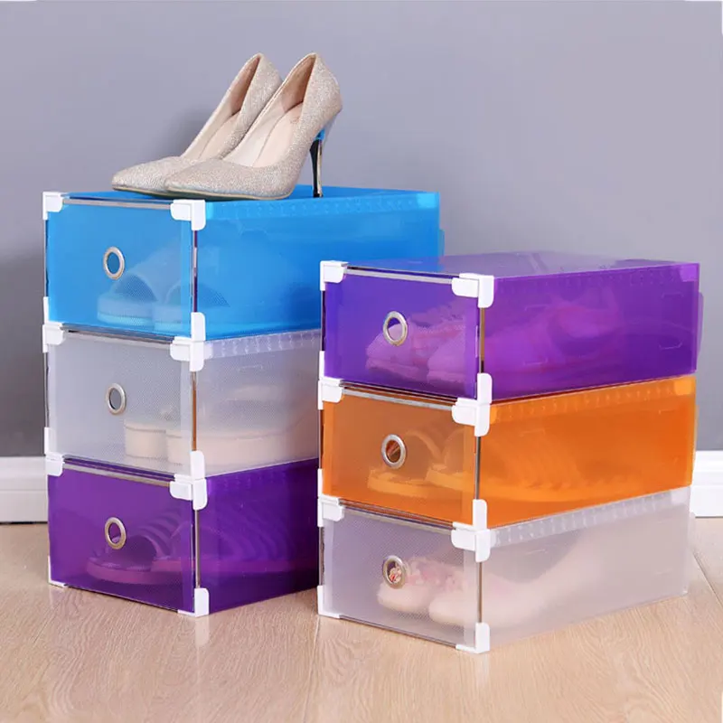 

1pcs/lots Shoe Storage Box Foldable Drawer Shoes Case Holder Plastic Rectangle PP Organizer Thickened drawer Shoe Box