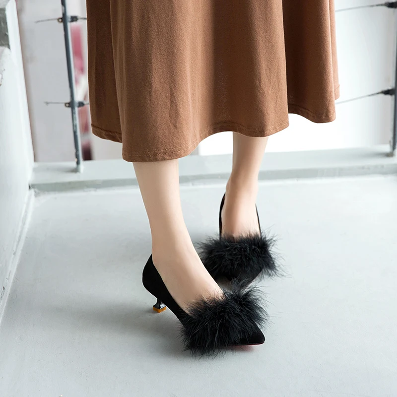 

ZHENZHOU shoes Women Pumps high heels autumn 2019 new female scoop shoes small with single shoes female 5cm cat with shoes