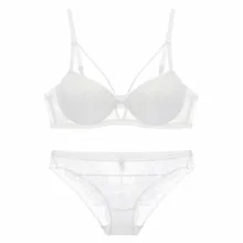 YSANSCA Fashion sexy bra set underwear intimates embroidery lace lingerie temptation black white bride small bra underwear set