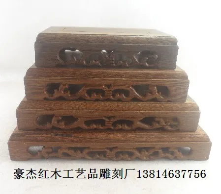 

A set of four wings of wood carving jade stone base mahogany base base factory wholesale