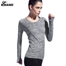 Женская Профессиональная рубашка для йоги фитнес спорт бег рубашки с длинными рукавами быстросохнущие тонкие Женщины Спорт Тренажерный зал рубашки на открытом воздухе