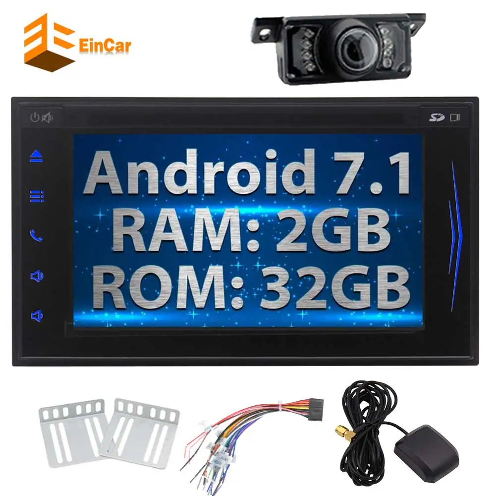 Clearance 6.2" Stereo Car Radio GPS Android 7.1 System CD DVD Player 8 Core Touch Screen Mirror Link Bluetooth USB Music HD 1080P WIFI SWC 1
