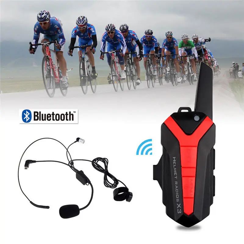 

1 X Bluetooth Bicycle Helmet hedset 1.5-3KM Intercome Interphone Walkie Talkie X3 Plus Group Intercom Headset