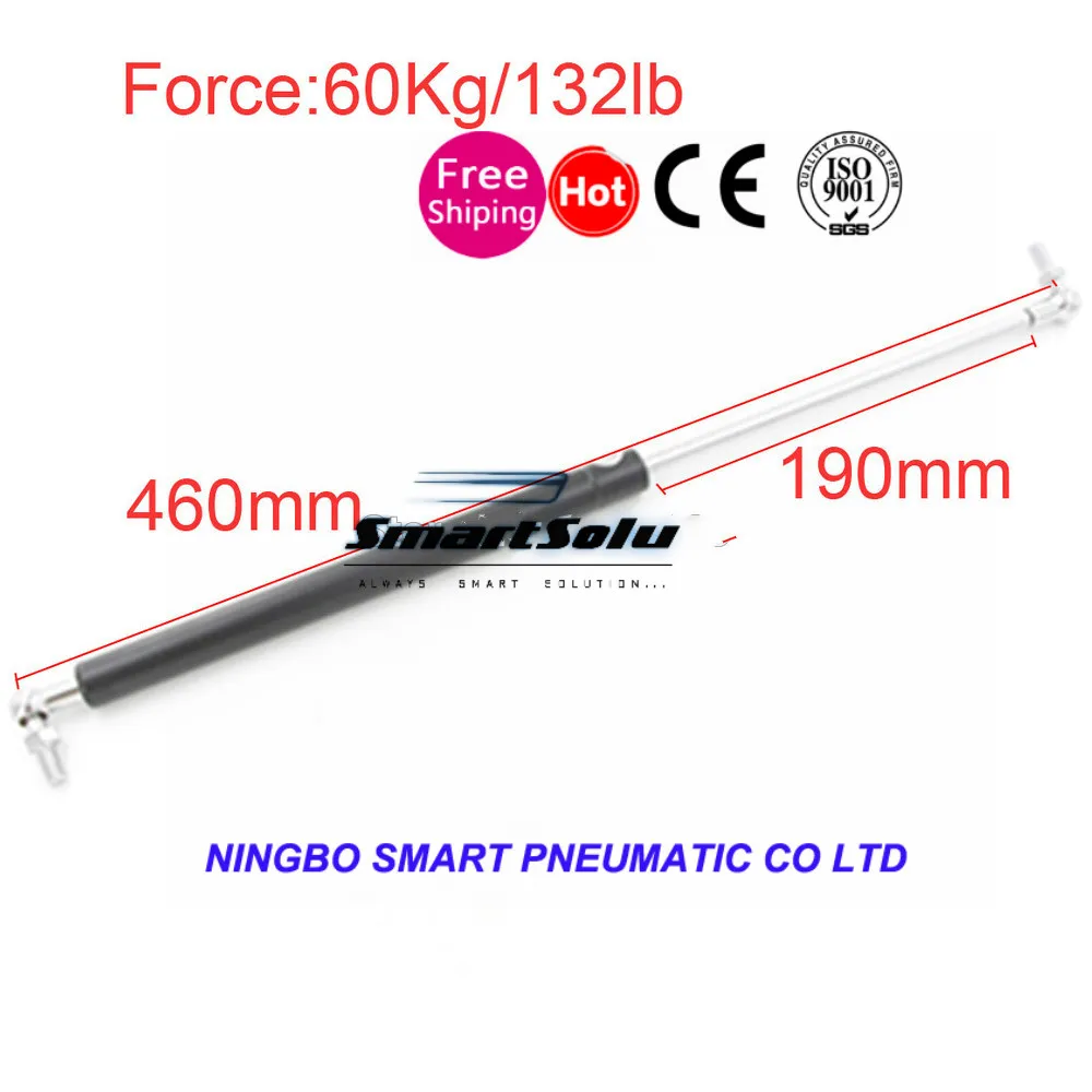 

free shipping 60KG/132lb Force Long 190mm Stroke Auto Gas Spring Hood Lift Support 460mm Central Distance M8 Gas Springs