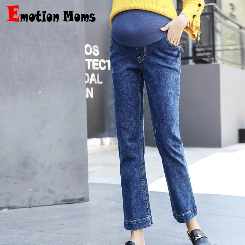 Elastic Waist Loose Maternity Jeans 