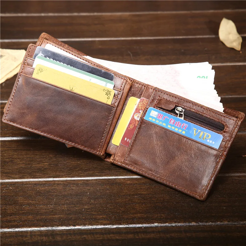 Модный мужской кошелек из натуральной воловьей кожи в стиле ретро из мягкой кожи с отделением для монет для мужчин, ручной бумажник для 8064