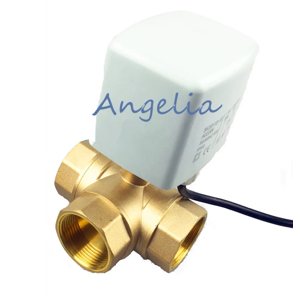 

AC220V G3/4 "DN20 латунь 3 пути 3 провода CR03 моторизованный шаровой клапан L тип Электрический привод клапан