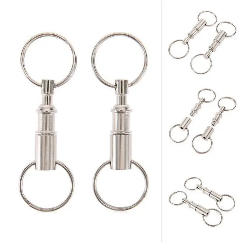 2PCS Removable Keyring Quick Release Keychain Dual Detachable Snap Lock