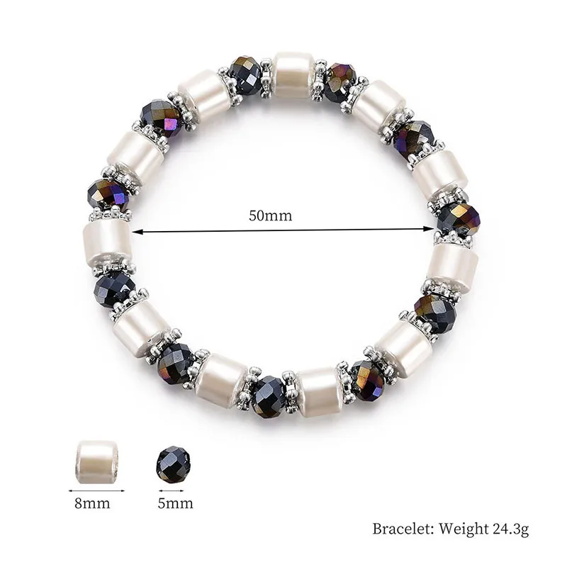 Белый камень магнитной терапии похудения браслеты, бижутерия гематит эластичный бисерный браслет для женщин