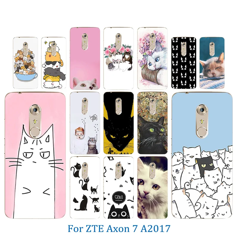 Для zte Axon 7 A2017 случаях мягкий силиконовый удача кошка узор 5 дюймов телефон ультра