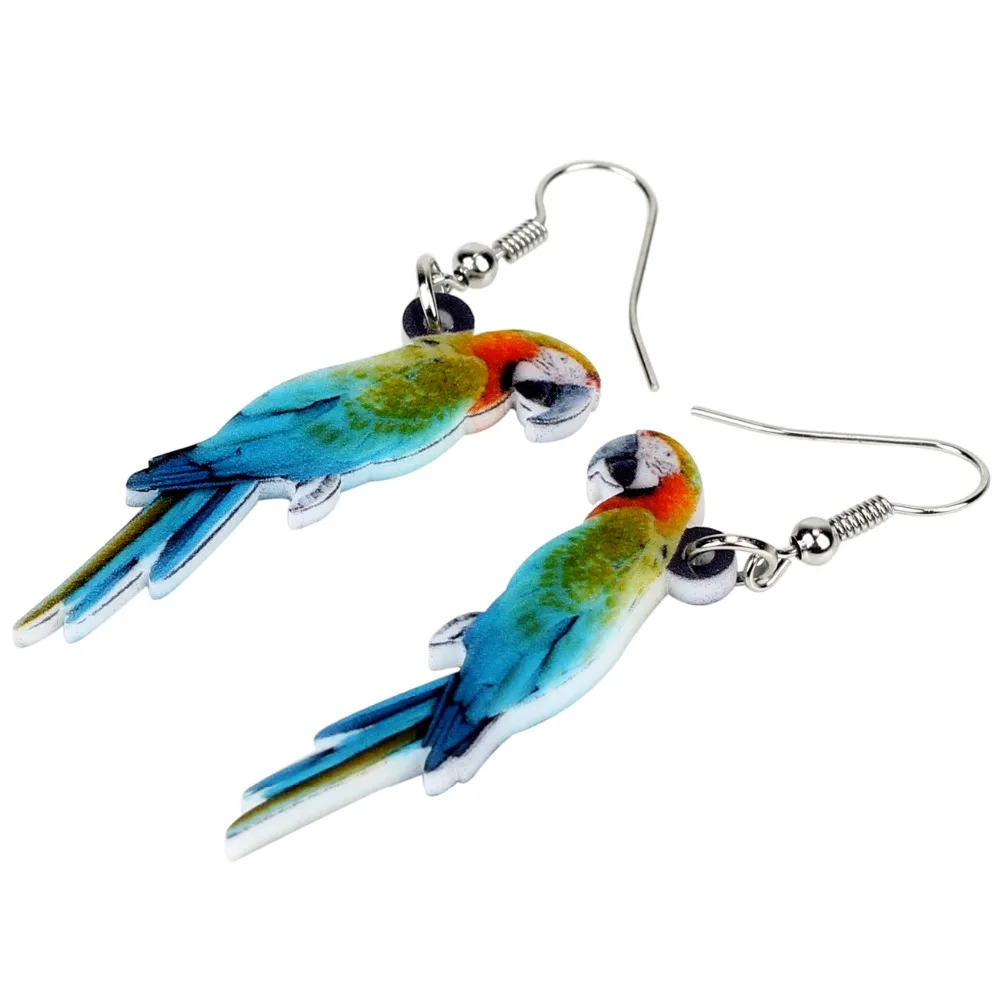 Bonsny Акриловые Красочные Отдых Macaws попугай серьги в виде птиц большие длинные висячие капли тропические животные ювелирные изделия для женщин девочек подарок оптом
