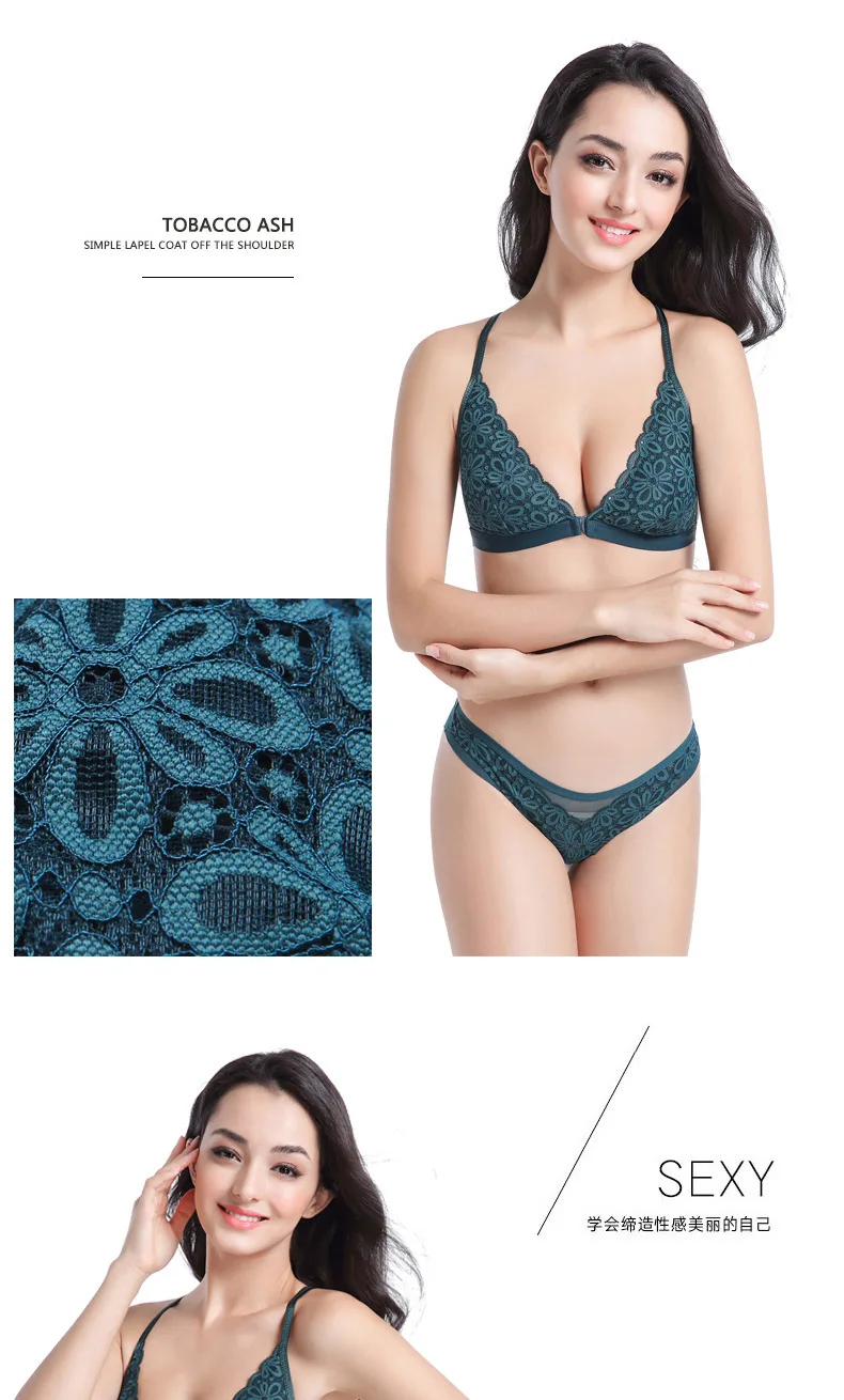Комплект нижнего белья новое летнее женское нижнее белье Daisy Lace No steel Ring тонкие сексуальные Y-American Назад Передняя пряжка набор белья