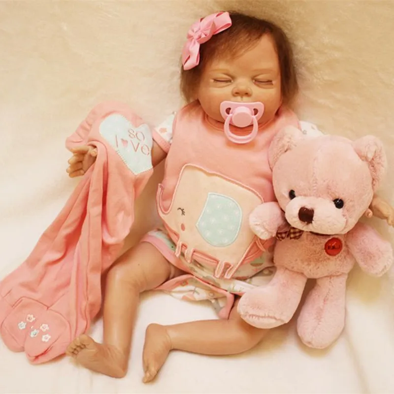 

22" New Arrival Reborn baby doll toy baby Doll Baby Handmade Silicone Vinyl Play House Bebe Reborn Menina de Silicone Brinquedos
