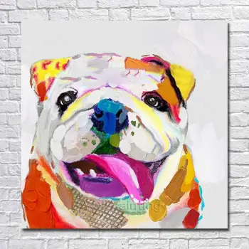

Hand Painted Abstract Funny Dog Cartoon Oil Painting Animal Wall Pictures On Canvas Modern Home Decorative Art for Living Room