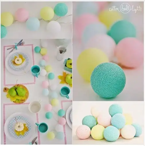 candy color 20 светодиодный гирлянда с хлопковым шаром, сказочные огни переменного тока и батареи, наружное украшение, праздничная гирлянда, Рождественский Глобус, освещение* EGH008 - Испускаемый цвет: candy color