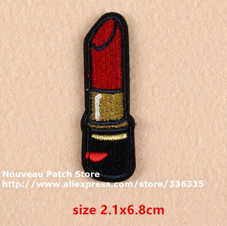 10 pcs Lip Stick Embroidered Iron On Patches DK Fabric Badge Jacket Sticker Children Clothing DIY Accessory | Дом и сад