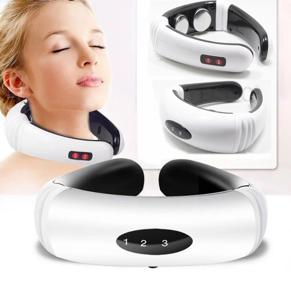 

Electric Pulse Massager Magnetic Neck Massager Far Infrared Heating Pain Relief Massage Tool with Massage Patch Health Care