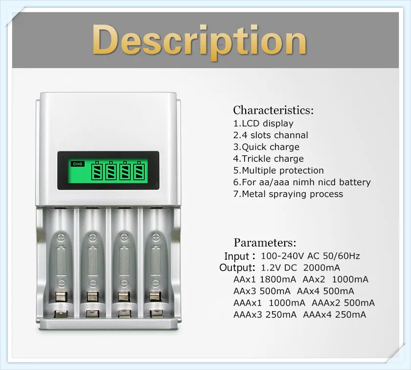 PALO ЖК-аккумулятор зарядное устройство для AA AAA NiCd NiMh батареи+ 2 шт AA+ 2 шт AAA аккумуляторная батарея
