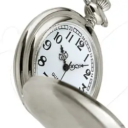 Повседневные часы Для мужчин гладкой Нержавеющая сталь чехол белый циферблат арабские цифры современный карманные часы Relogio де Bolso antigo с