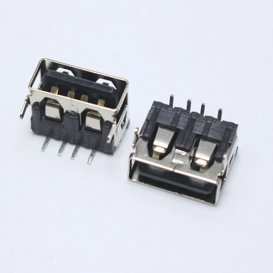

10PCS DIP USB Type A Female jack 90 Degrees 4PIN AF 10.0 PCB Mount Socket Connector Flat Edge DIY Repair Phone Toy Parts