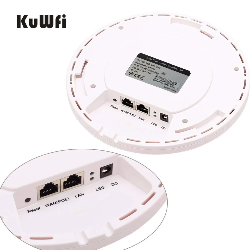 KuWfi 600 Мбит/с Беспроводная точка доступа потолочная маршрутизатор Wi Fi 48 в POE