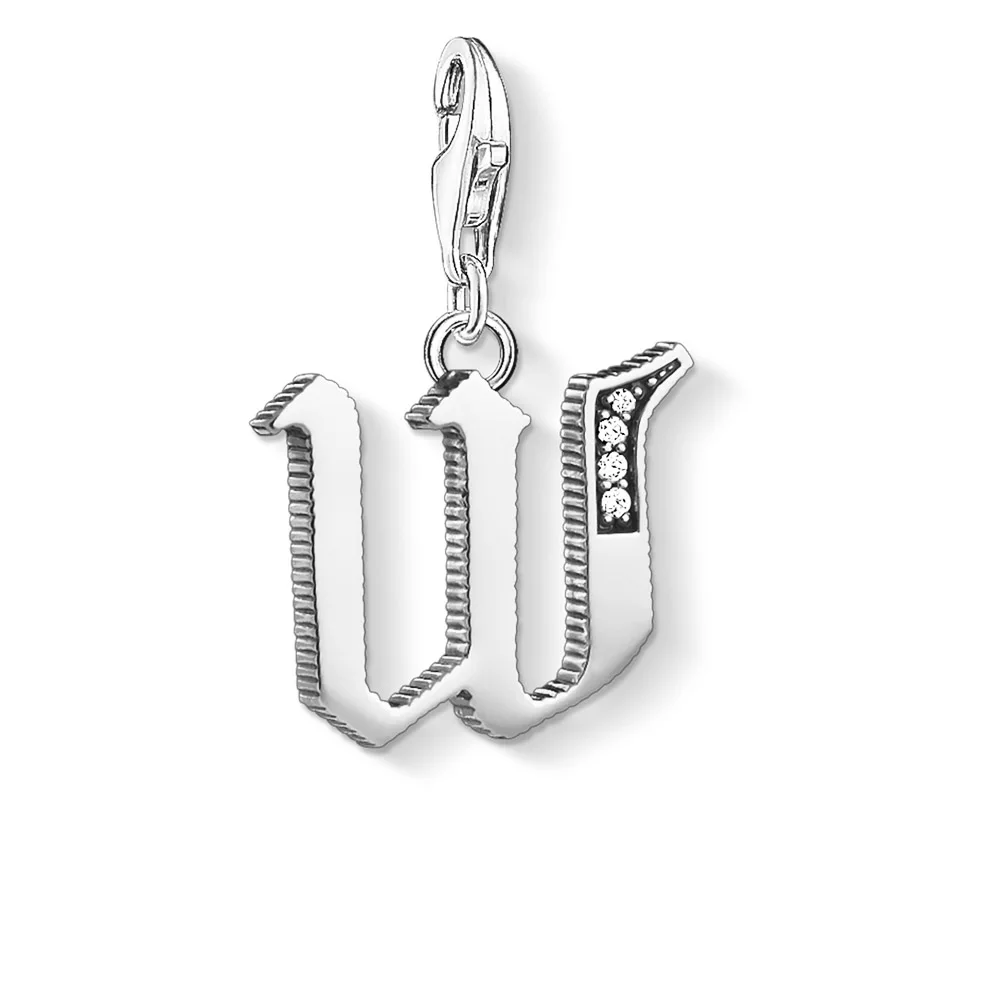 Lucky буквенный алфавит прелести кулон, украшения 925 пробы серебро подарок для Для женщин Для мужчин Fit Браслет для колье и сумки - Окраска металла: W