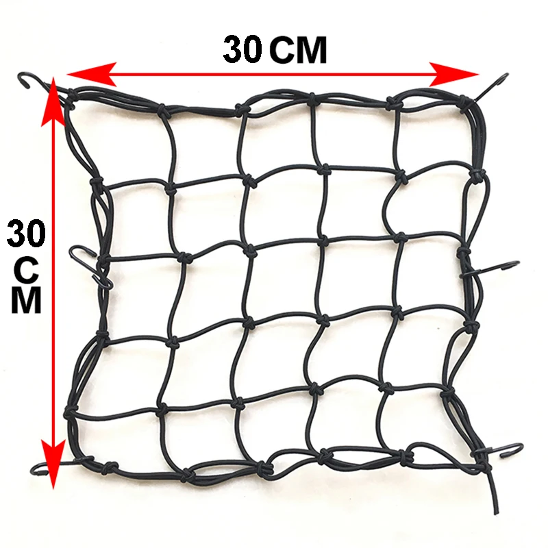 

30*30cm Motorcycle Helmet Luggage Net Mesh 6 Hooks Motocross Fuel Tank Storage Carrier Bags Luggage Sundries Elastic Net