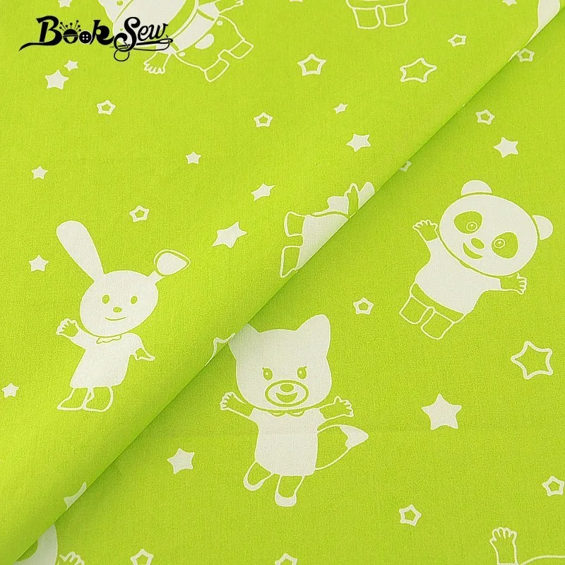 Booksew 100% хлопчатобумажная саржевая ткань для шитья милая зеленая домашняя