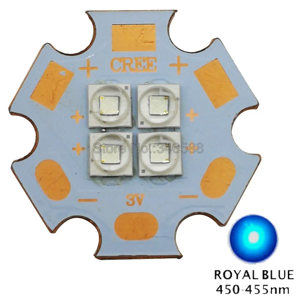 12 Вт Cree XPE2 XP E2 ярко синий 450 нм 3 в 6 В высокомощная 4 чиповая встросветодиодный