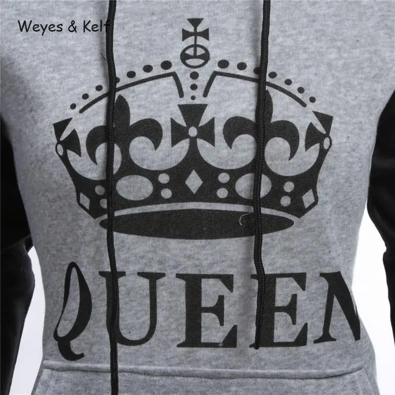  Weyes & Kelf Printed Letters King Queen Long Sleeve Couple Clothes Hoodies Women 2019 Woman Sweatsh