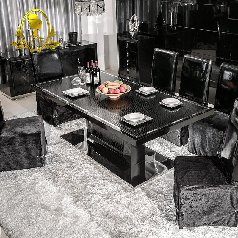 Moderna Sala Da Pranzo Tavolo Con Sedia Di Legno In Pelle