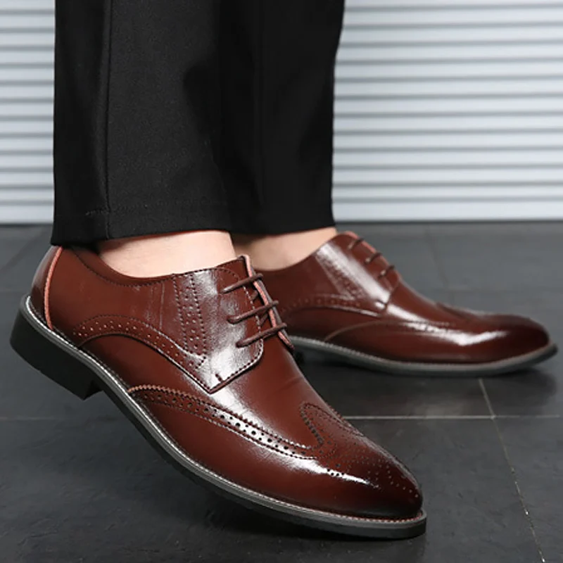 

Brand shoes men genuine leather solid black dress shoes Deodorant oxfords men formal shoes zapatos hombre big size 38-48