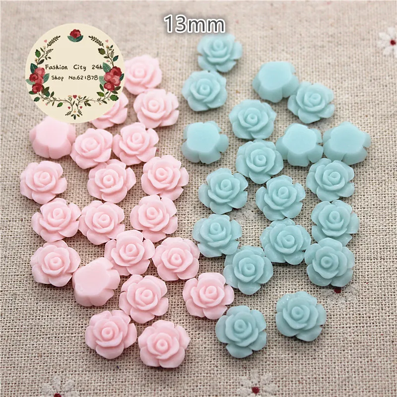 

50PCS 13mm Jelly Color Resin Rose Flowers Flatback Cabochon Embellishment Accessories DIY Scrapbooking Craft Making