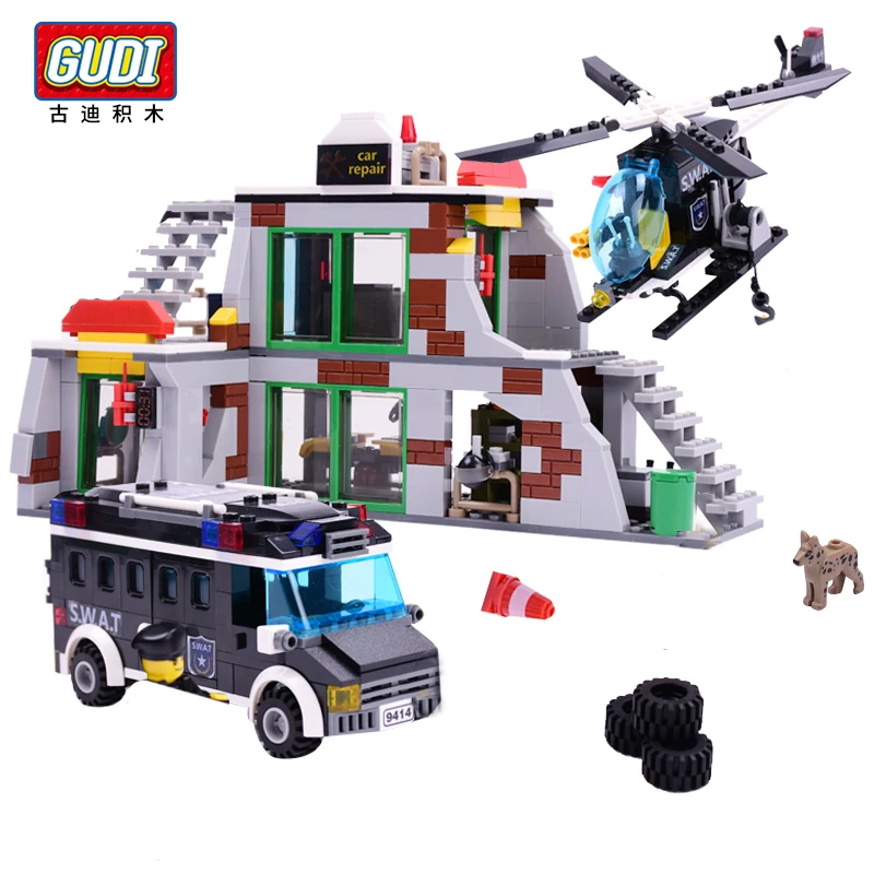 GUDI Blocks SWAT Command Center 566pcs Mini Bricks Assemble Building Blocks Set Toys For Children Gifts images - 6