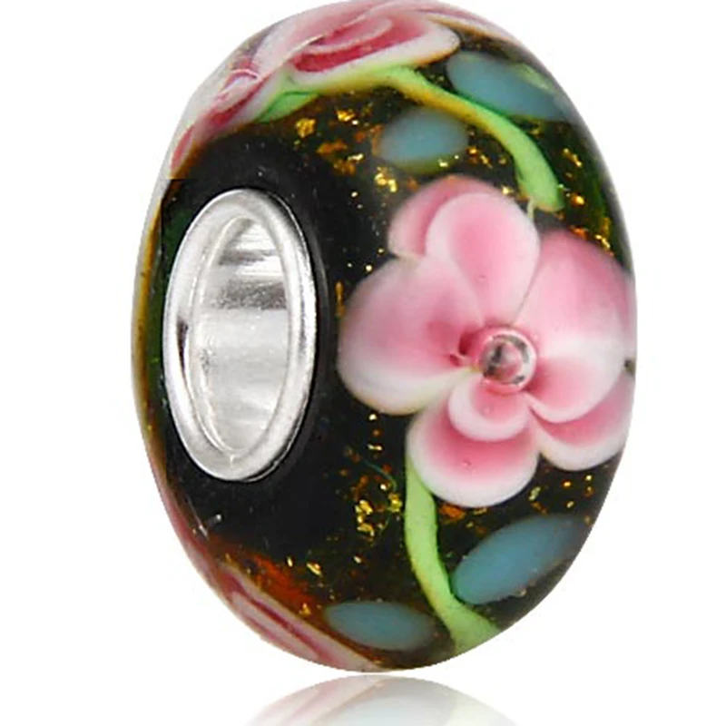 Стеклянная бусина Soulbead с радужными сердечками из серебра 925 пробы Европейский