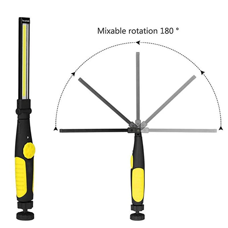 Светодиодный перезаряжаемый рабочий свет COB контрольная лампа с поворотным переключателем Поворотная Магнитная база Автомобильная ремонтная мастерская гаража аварийная