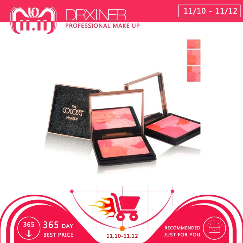 

Cocoser blush powder three color rose blush face make up cosmetics Makeup Palette Baked Cheek Blush