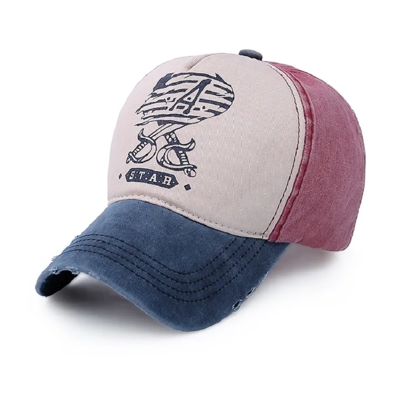 

Hip Hop Distressed Baseball Cap with Double-knife pattern Logo Letter Curved bill Adjustable Vintage Dad Hat Panelled Scrub Gray