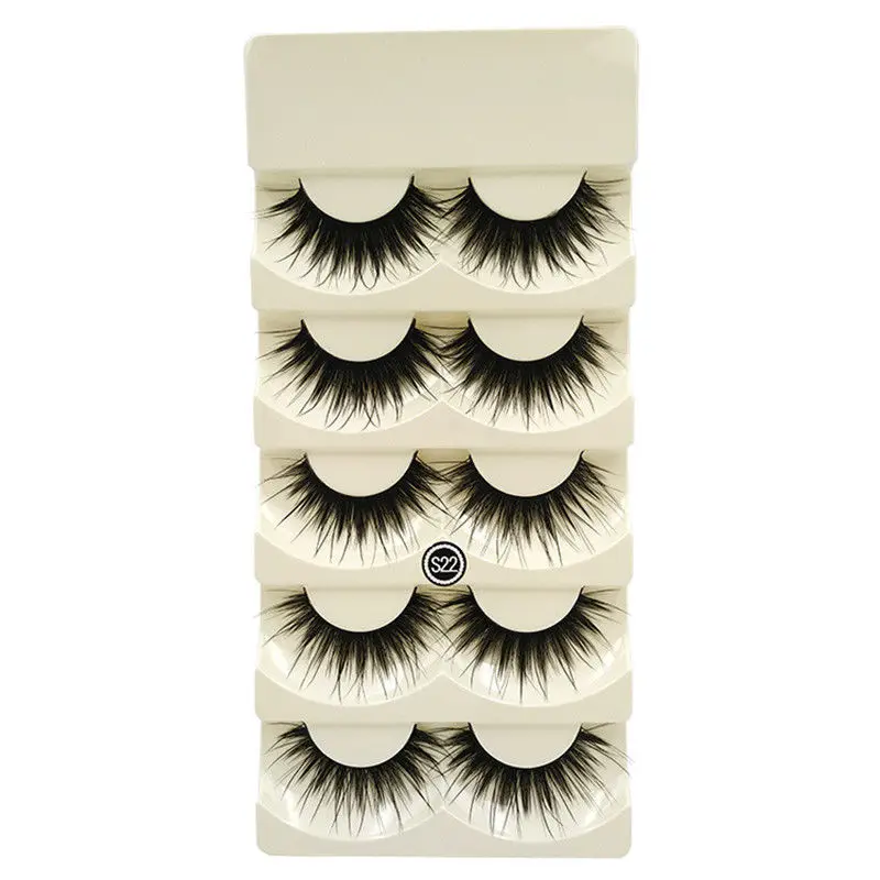 

5Pair Handmade Eye Lashes Thick Volume Crossing False Eyelashes Extension Makeup