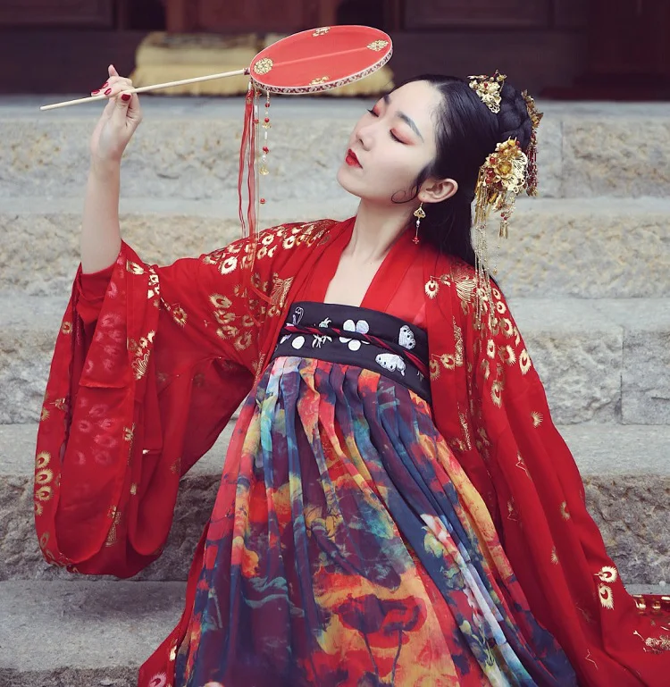 Костюм для китайских танцев красный Hanfu для женщин Традиционная сценическая одежда народное платье одежда для восточных выступлений